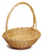 Panier rond en osier avec bord roulé