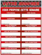 Panneau d'affichage pour boucherie - PS (Polystyrène) - Format : 30 x 40 cm