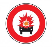 Panneau interdiction véhicule transportant marchandise explosive B18a