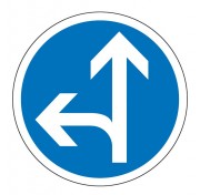 Panneau obligation aller tout droit ou à gauche B21d2