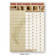 Tableau prix du pain