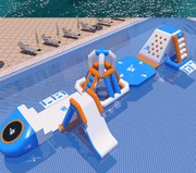 Parcours aquatique gonflable piscine - Capacité : 20 personnes
