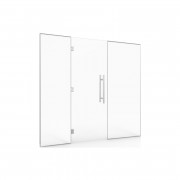 Paroi vitrée avec porte pour hammam et salle de bain