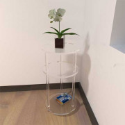 Petite Console Ronde en Plexiglas - Epaisseur 1 cm - H.68 cm