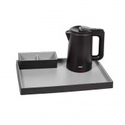 Plateau bouilloire hôtel 0.8 L - 1000 W - Polypropylène noir et acier inox
