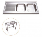 Plonge 2 bacs inox avec égouttoir