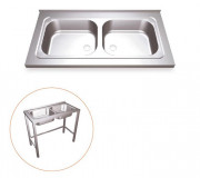 Plonge inox sur pied double bac