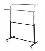 Porte-vêtements autoportant double largeur avec roulettes