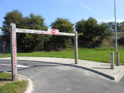 Portique limiteur de hauteur en bois - traverse amovible