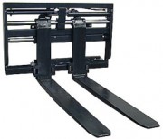 Positionneur de fourches à déplacement latéral séparé