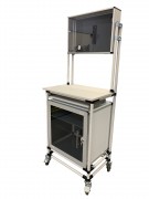 Table de contrôle qualité à roulettes - Dim. L670 x P470 mm - Ht. plateau 1000 mm