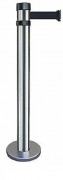 Poteau chromé balisage à sangle 4 m