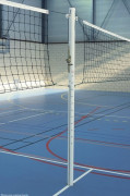 Poteaux de volley ball ronds pour entrainement en aluminium - Tube  Ø 90 mm - Tension filet par treuil  - Classe C