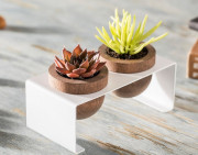 Pots de fleurs de table en bois