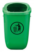 Poubelle de ville plastique 50 litres - Vert ou Gris - Fixation murale 