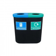 Poubelle de tri double flux pour intérieur et extérieur