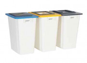 Poubelle de tri sélectif 3 Bacs Blanc 80 L