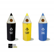 SET de 3 Poubelles de tri - CRAYON