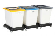 Poubelle tri sélectif intérieur 3 bacs 60 L sur roulettes