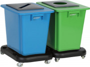 Poubelle tri sélectif colorée 2 bacs 60 L sur roulettes