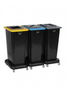 Poubelle tri sélectif 3 bacs 80 L sur roulettes