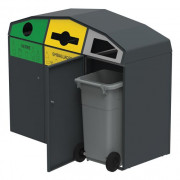 Poubelle tri sélectif avec 3 bacs roulants TRIROK