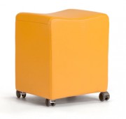 Pouf à roulettes en cuir