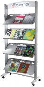 Présentoir brochures mobile - 4 tablettes - Format A3 et A4