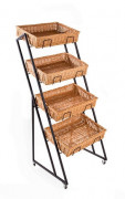 Présentoir osier pour boulangerie 4 paniers - L.680 mm x P.650 mm x H.1700 mm
