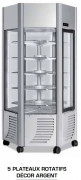Vitrine d'exposition pâtisserie – 4 faces vitrées – 600 L –5 plateaux rotatifs – Réfrigération ventilée +2°C / +10°C