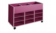 Meuble de rangement sur roulettes pour maternelle - Bi-face - Bac en haut- 12 cases - Dim. L1065 x P450 x H665 mm - Panneau particules mélaminé