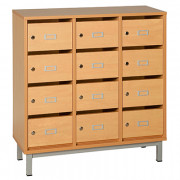 Meuble courrier pour salle des professeurs - Blocs 12 ou 24 cases superposables - Structure panneaux mélaminé