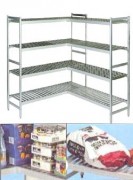 Rayonnage alimentaire d'angle à clayettes