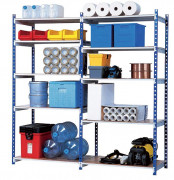 Rayonnage métallique léger modulable - 5 niveaux - 180 kg/tablette - Dim. L100 x H200 x P34 cm