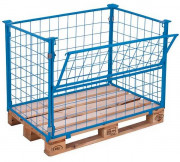 Rehausses palettes grillagées – Côtés fermés avec 1 côté demi-ouvert - 750 kg ou 1000 kg – L.1200 mm x P.1000 mm x H.800 mm à 1600 mm