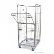 Roll conteneur 4 côtés avec demi porte rabattable - Charge 500 kg - Dim. L810 x l720 x H1650 mm