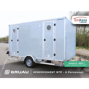 Roulotte de chantier BTP - Charge 1300 kg - 4 à 6 personnes