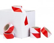 Ruban de signalisation rouge et blanc - 100 ml x 50 mm