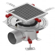Siphon de sol - Grille inox 250 x 250 mm - Évacuation Ø 110 mm 