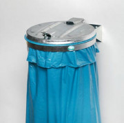 Support sac poubelle galvanisé mural avec couvercle