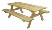 Table de pique-nique en pin avec bancs rabattables - L.2000 ou 2300 mm - à poser