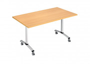 Table de réunion plateau rabattable - rectangulaire - plateau mélaminé - 120 x 80 cm à 160 x 80 cm - 4 roulettes silencieuses