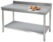 Table de cuisine en inox à dosseret - Dim. L500 à 2000 x P600 ou 700 mm