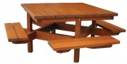 Table pique-nique bois 8 personnes - 4 bancs - ? poser ou à sceller