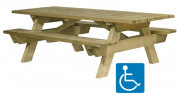 Table de pique-nique PMR en bois - L.2300 mm - à poser ou à sceller