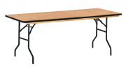 Table rectangulaire pliante en bois exotique Tarragone - L.1830 à 2000 mm x H.770 mm - Piètement acier