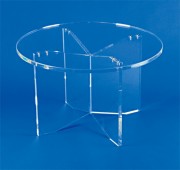Table ronde piètement croix plexiglas
