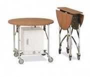 Table room service pliante à bords rabattables - Plateau en bois Ø90 cm - H. 78 cm 