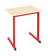 Table scolaire démontable dégagement latéral - 1 ou 2 places - Dim. 70 x 50 ou 130 x 50 cm - H. 74 cm - plateau stratifié ou mélaminé - piètement tube ? 30 mm