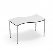 Table scolaire modulaire hauteur réglable - Tailles 1 à 6 - Plateau courbé en mélamine blanche